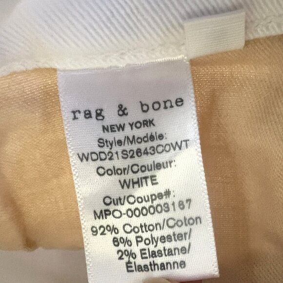 Rag & Bone Dre Slim Boyfriend Jeans, Optic White, Size 25 - Picture 10 of 11